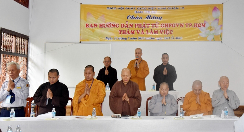 Ban Hướng dẫn Phật tử GHPGVN TP.HCM  thăm, làm việc với Ban Trị sự GHPGVN Q12